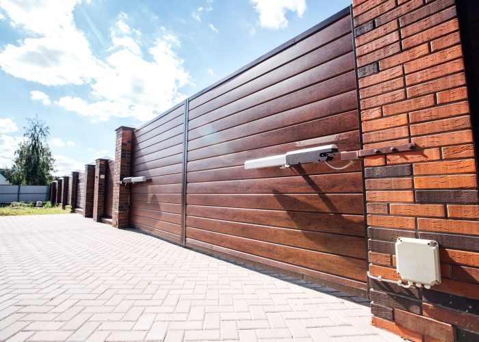 modern fence with automatic gate